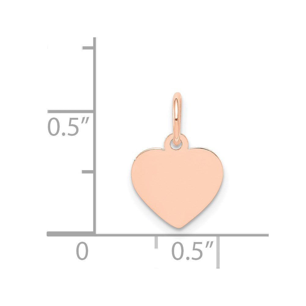 FJC Finejewelers 14 kt Rose Gold Plain .018 Gauge Engraveable Heart Disc Charm 14 mm x 9 mm