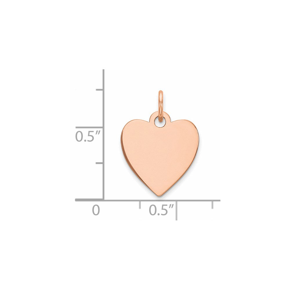 FJC Finejewelers 14 kt Rose Gold Plain .013 Gauge Engraveable Heart Disc Charm 24 mm x 20 mm