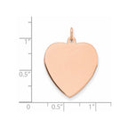 FJC Finejewelers 14 kt Rose Gold Plain .013 Gauge Engraveable Heart Disc Charm 27 mm x 21 mm