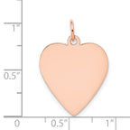 FJC Finejewelers 14 kt Rose Gold Plain .018 Gauge Engraveable Heart Disc Charm 27 mm x 21 mm