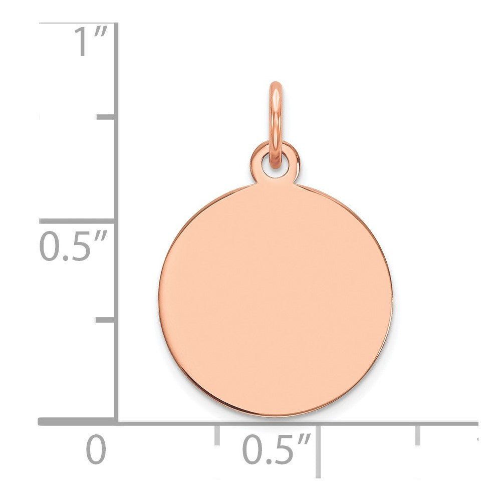 FJC Finejewelers 14 kt Rose Gold Plain .009 Gauge Circular Engravable Disc Charm 15