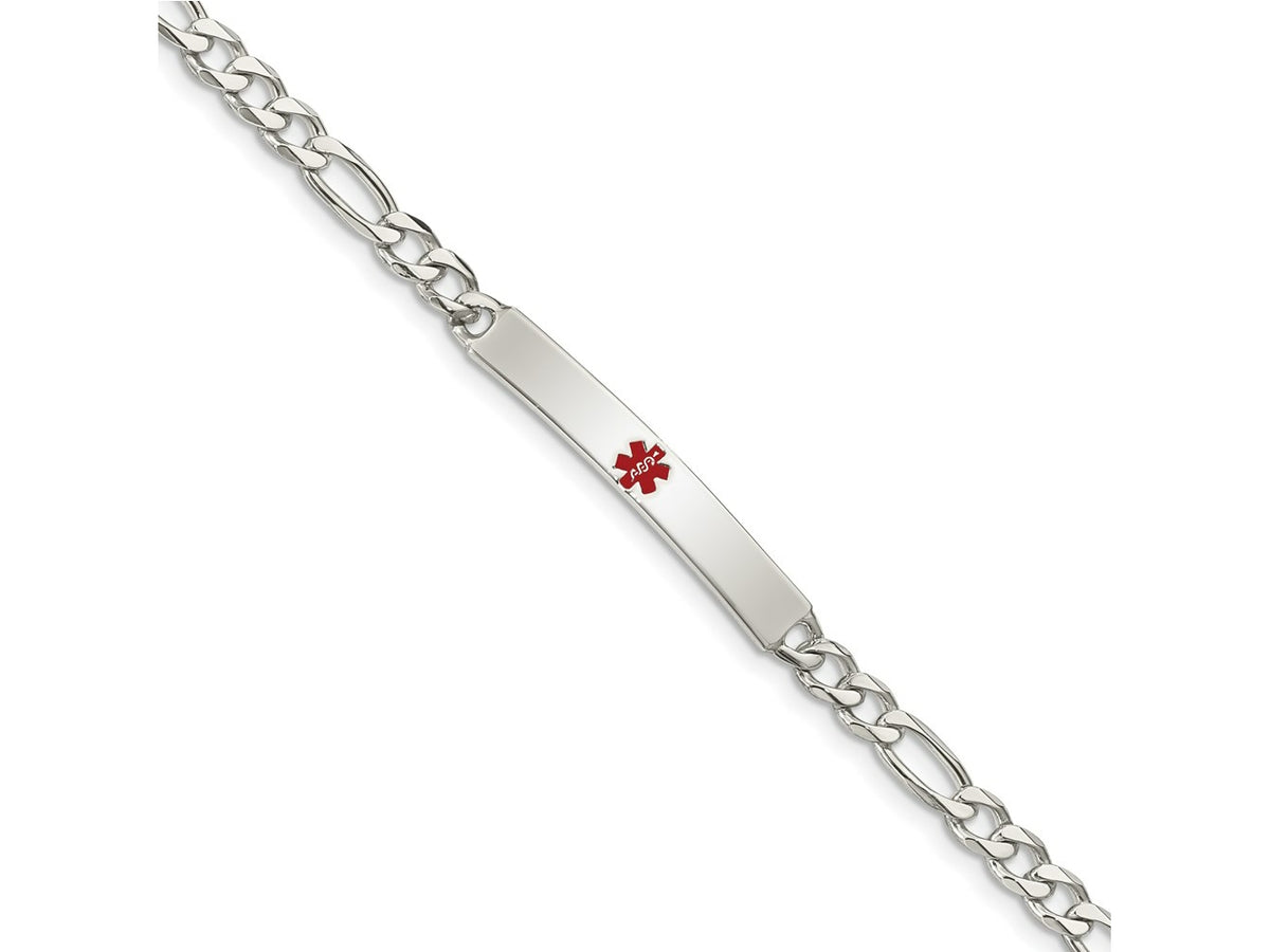 FJC Finejewelers 925 Sterling Silver Figaro Anchor Enameled Medical ID Bracelet 8.5 Inches x 5 mm