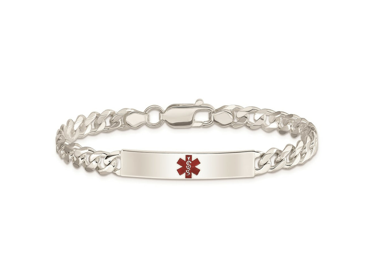 FJC Finejewelers 925 Sterling Silver Polished Curb Link Enameled Medical ID Bracelet 8.5 Inches x 6.5 mm