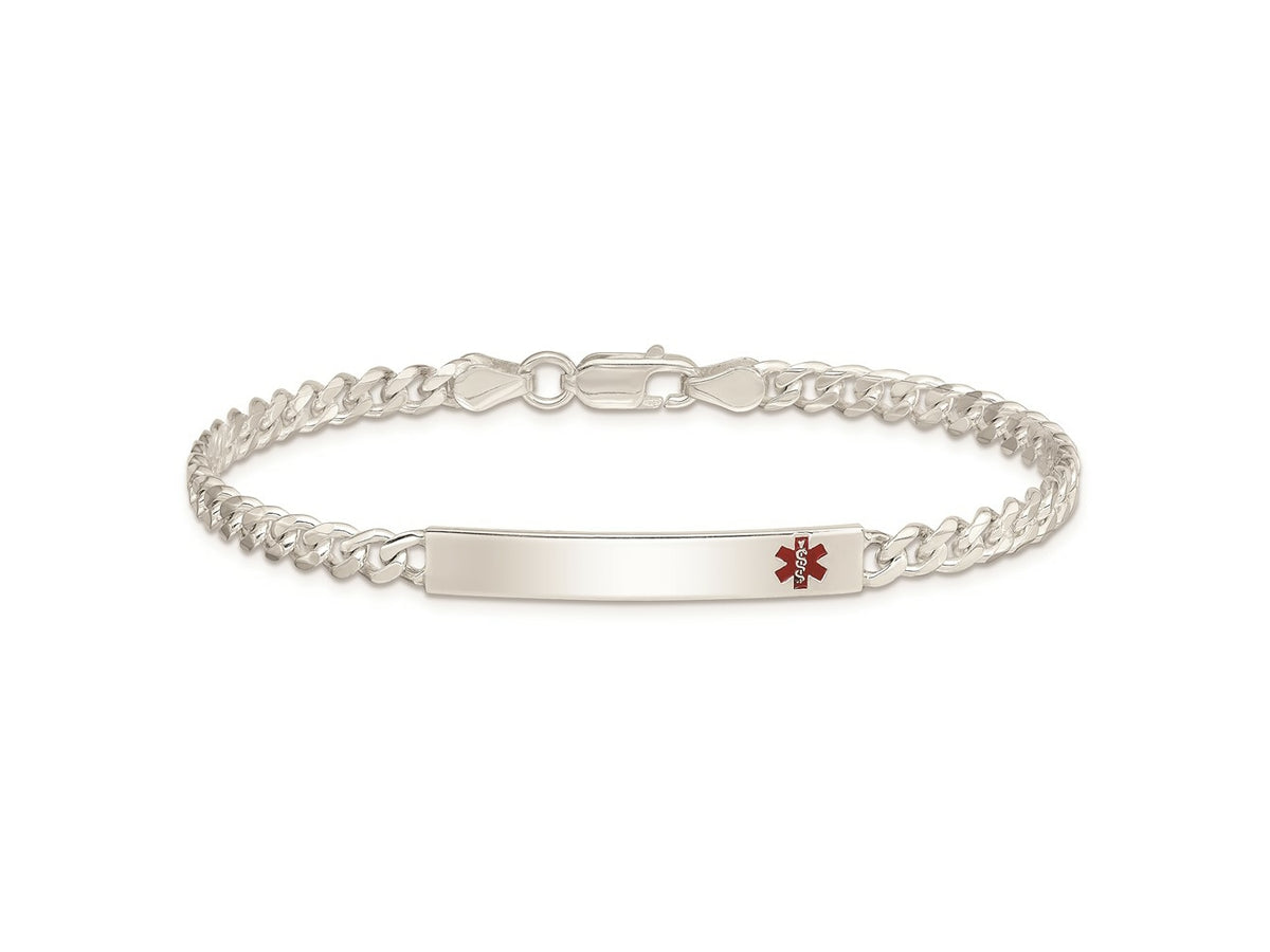 FJC Finejewelers 925 Sterling Silver Polished Curb Link Enameled Medical ID Bracelet 8.5 Inches x 5 mm