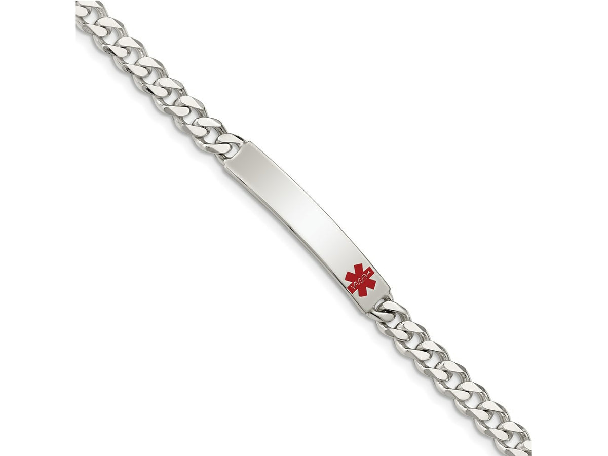 FJC Finejewelers 925 Sterling Silver Polished Curb Link Enameled Medical ID Bracelet 8.5 Inches x 6 mm