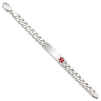 FJC Finejewelers 925 Sterling Silver Polished Curb Link Enameled Medical ID Bracelet 8.5 Inches x 10 mm