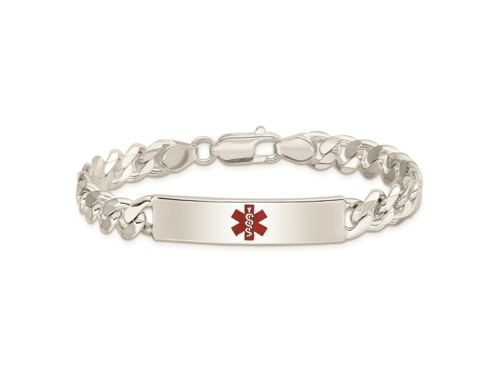 FJC Finejewelers 925 Sterling Silver Polished Curb Link Enameled Medical ID Bracelet 8.5 Inches x 9 mm