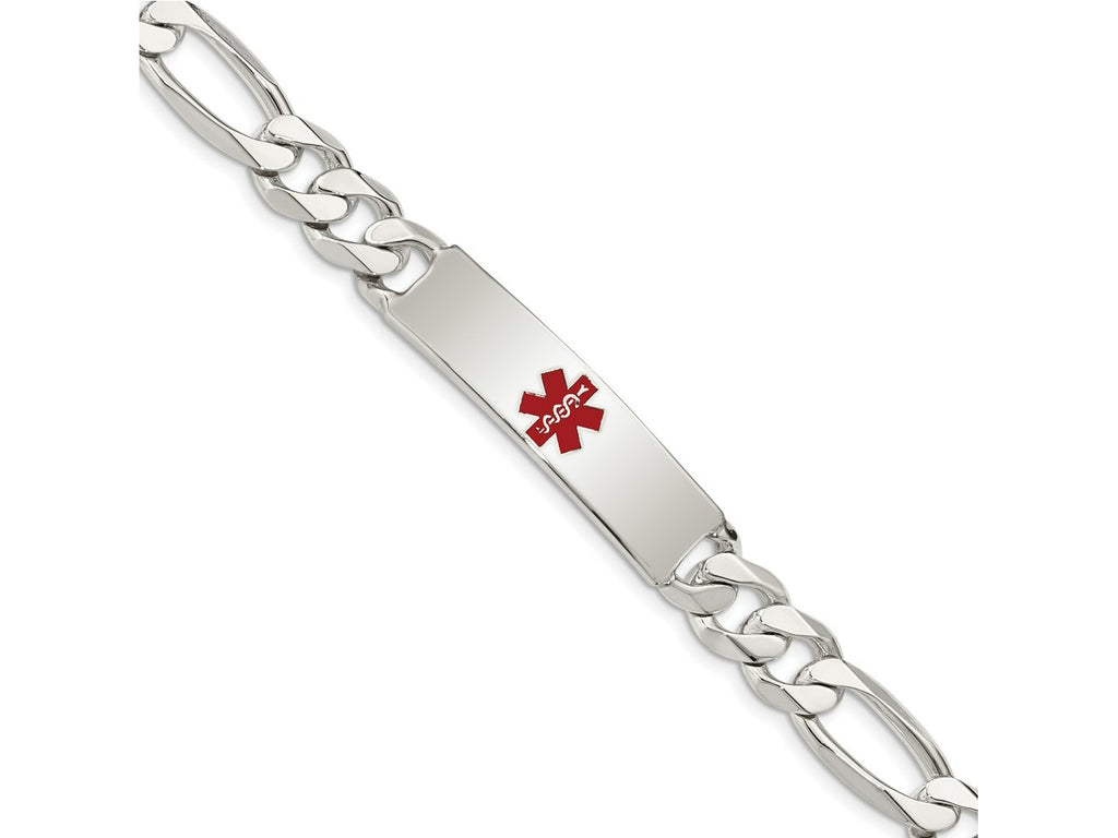 FJC Finejewelers 925 Sterling Silver Curb Figaro Anchor Enameled Medical ID Bracelet 8.5 Inches x 10 mm