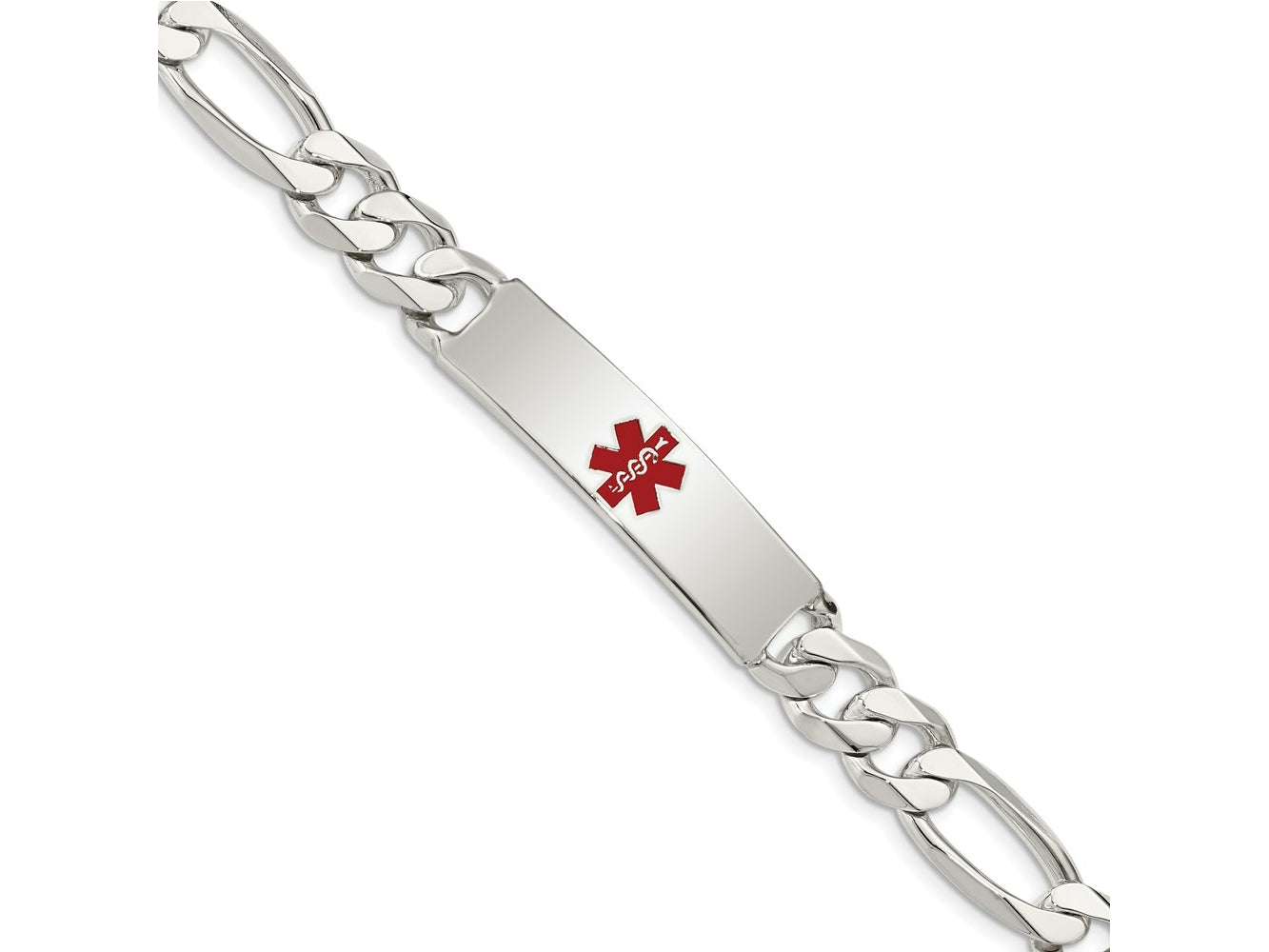 FJC Finejewelers 925 Sterling Silver Curb Figaro Anchor Enameled Medical ID Bracelet 8.5 Inches x 10 mm