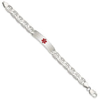 FJC Finejewelers 925 Sterling Silver Polished Anchor Link Enameled Medical ID Bracelet 8.5 Inches x 10 mm