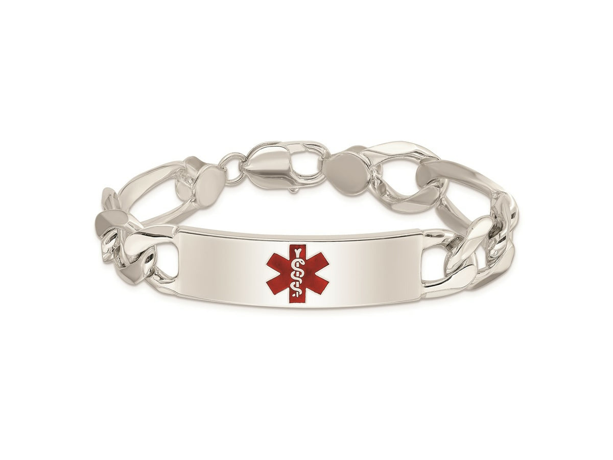 FJC Finejewelers 925 Sterling Silver Figaro Anchor Link Enameled Medical ID Bracelet 8.5 Inches x 13 mm