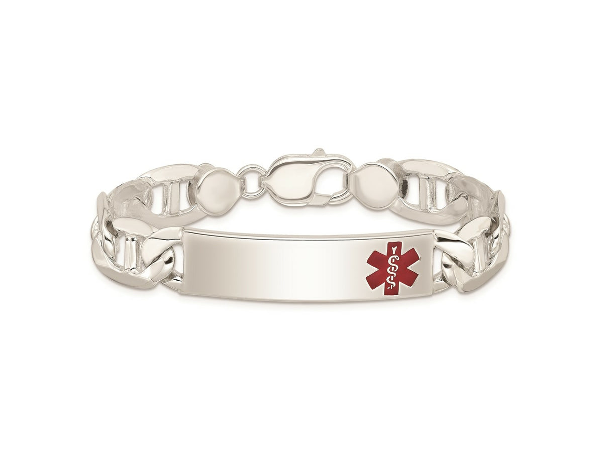 FJC Finejewelers 925 Sterling Silver Polished Anchor Link Enameled Medical ID Bracelet 8.5 Inches x 12 mm