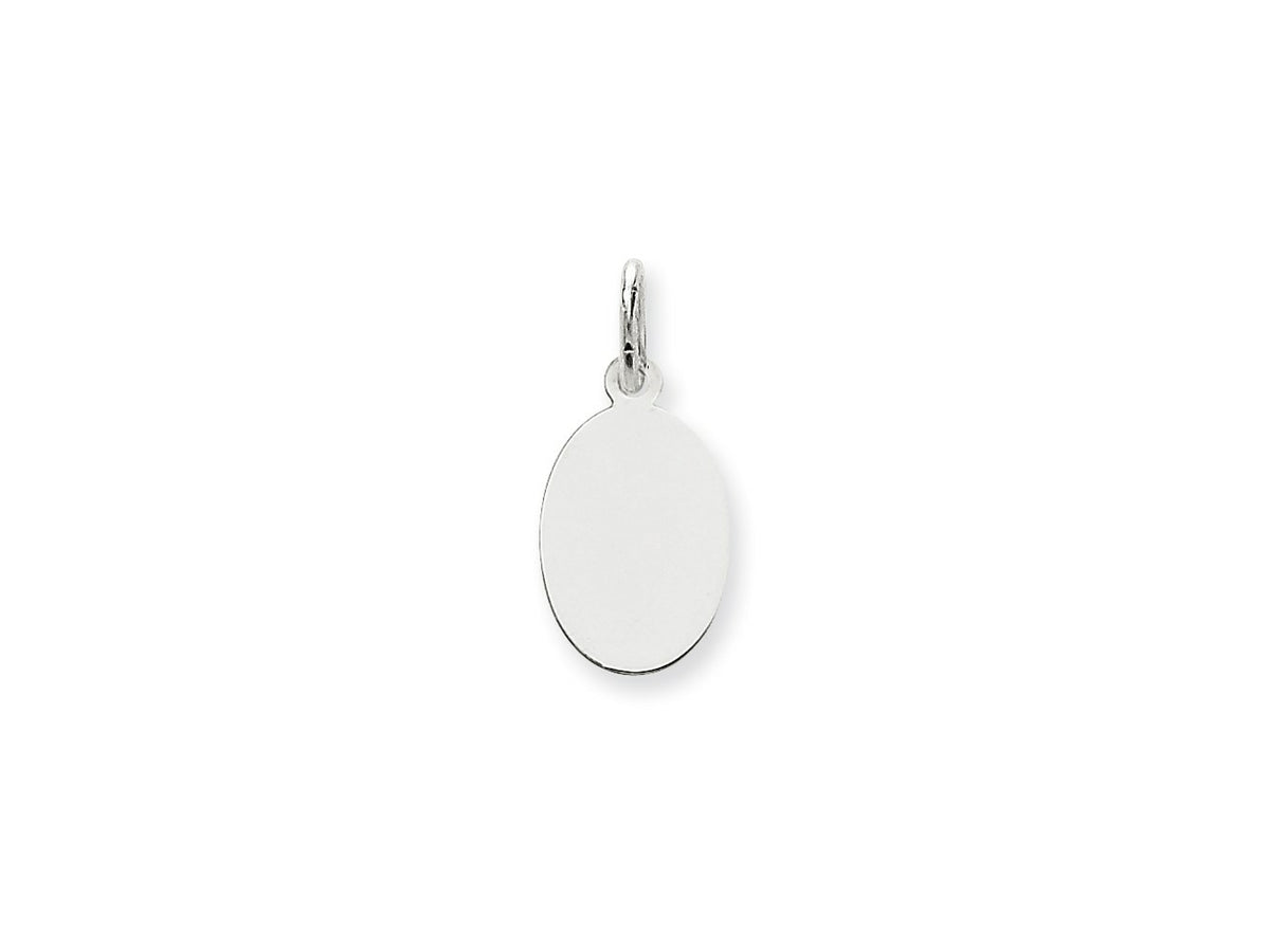 FJC Finejewelers 14 kt White Gold Personalized Plain .011 Gauge Oval Engravable Disc Charm 20 x 9 mm