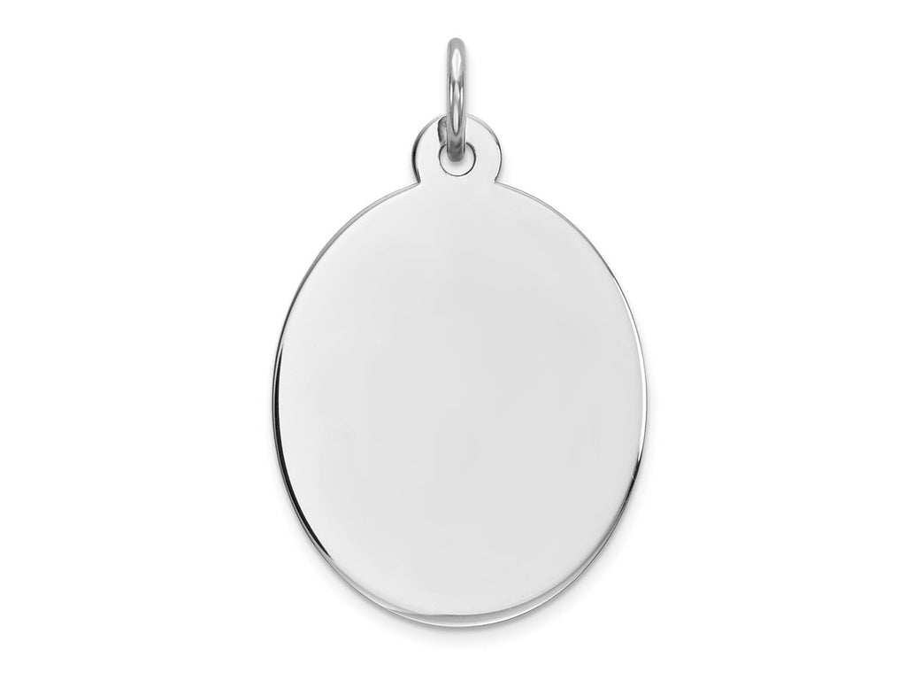 FJC Finejewelers 14 kt White Gold Personalized Plain .011 Gauge Oval Engravable Disc Charm 27 x 16 mm