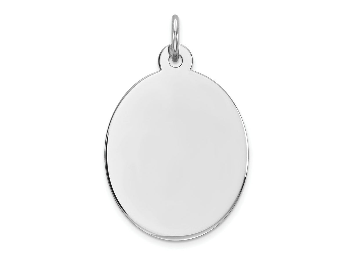 FJC Finejewelers 14 kt White Gold Personalized Plain .011 Gauge Oval Engravable Disc Charm 27 x 16 mm