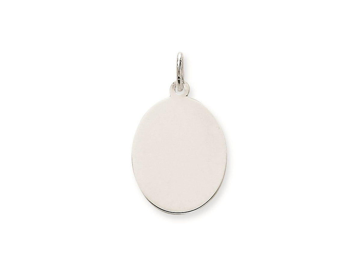 FJC Finejewelers 14 kt White Gold Personalized Plain .013 Gauge Oval Engravable Disc Charm 27 x 16 mm