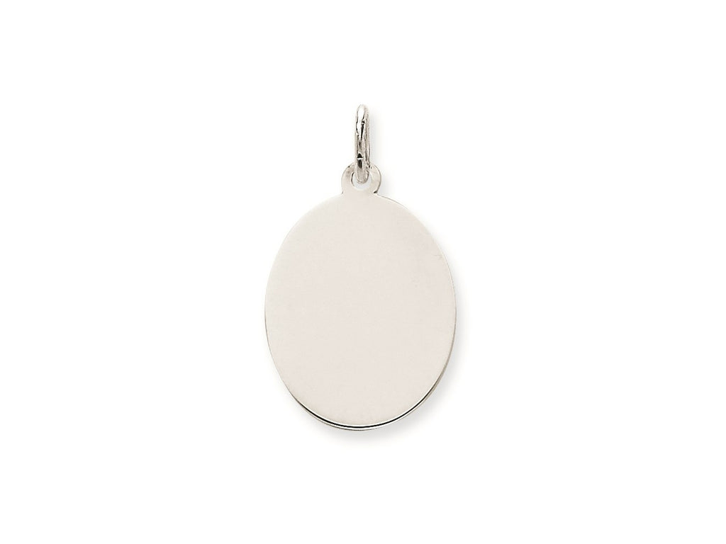 FJC Finejewelers 14 kt White Gold Personalized Plain .027 Gauge Oval Engravable Disc Charm 27 x 16 mm