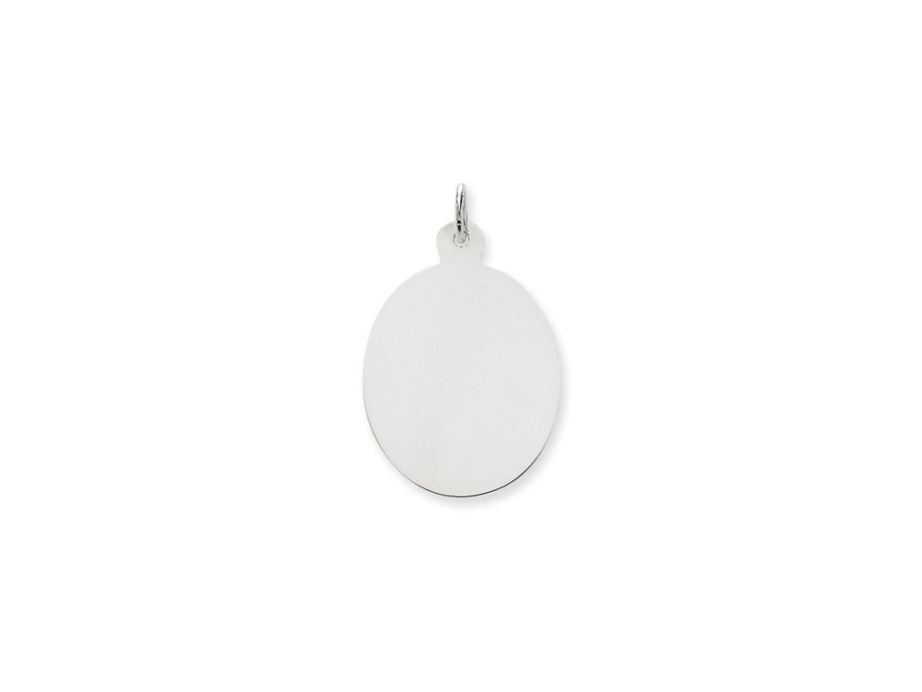 FJC Finejewelers 14 kt White Gold Personalized Plain .035 Gauge Oval Engravable Disc Charm 34 x 22 mm