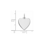 FJC Finejewelers 14 kt White Gold Plain .009 Gauge Engravable Heart Charm 18 x 14 mm
