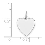 FJC Finejewelers 14 kt White Gold Plain .018 Gauge Engravable Heart Charm 18 x 14 mm