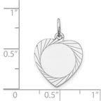FJC Finejewelers 14 kt White Gold Etched Design .013 Gauge Engravable Heart Charm 21 x 15 mm