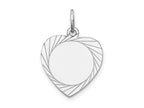 FJC Finejewelers 14 kt White Gold Etched Design .013 Gauge Engravable Heart Charm 21 x 15 mm