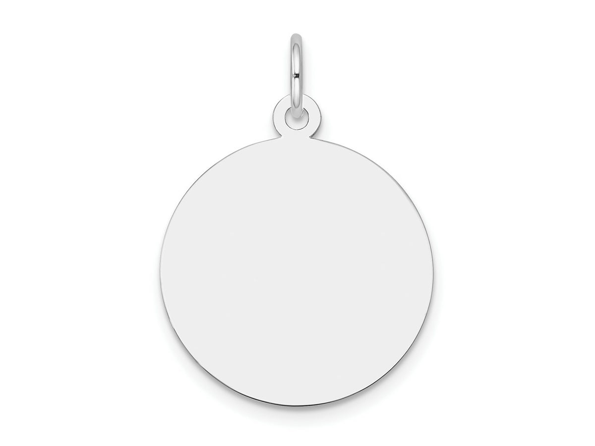 FJC Finejewelers 14 kt White Gold Personalized Plain .018 Gauge Round Engravable Disc Charm 27 x 19 mm