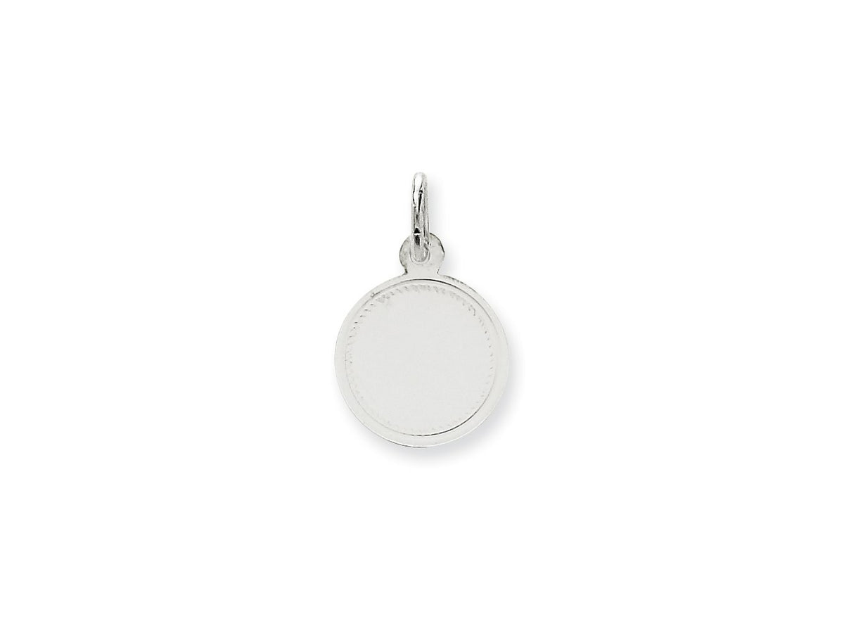 FJC Finejewelers 14 kt White Gold Personalized Plain .013 Gauge Round Engravable Disc Charm 19 x 13 mm