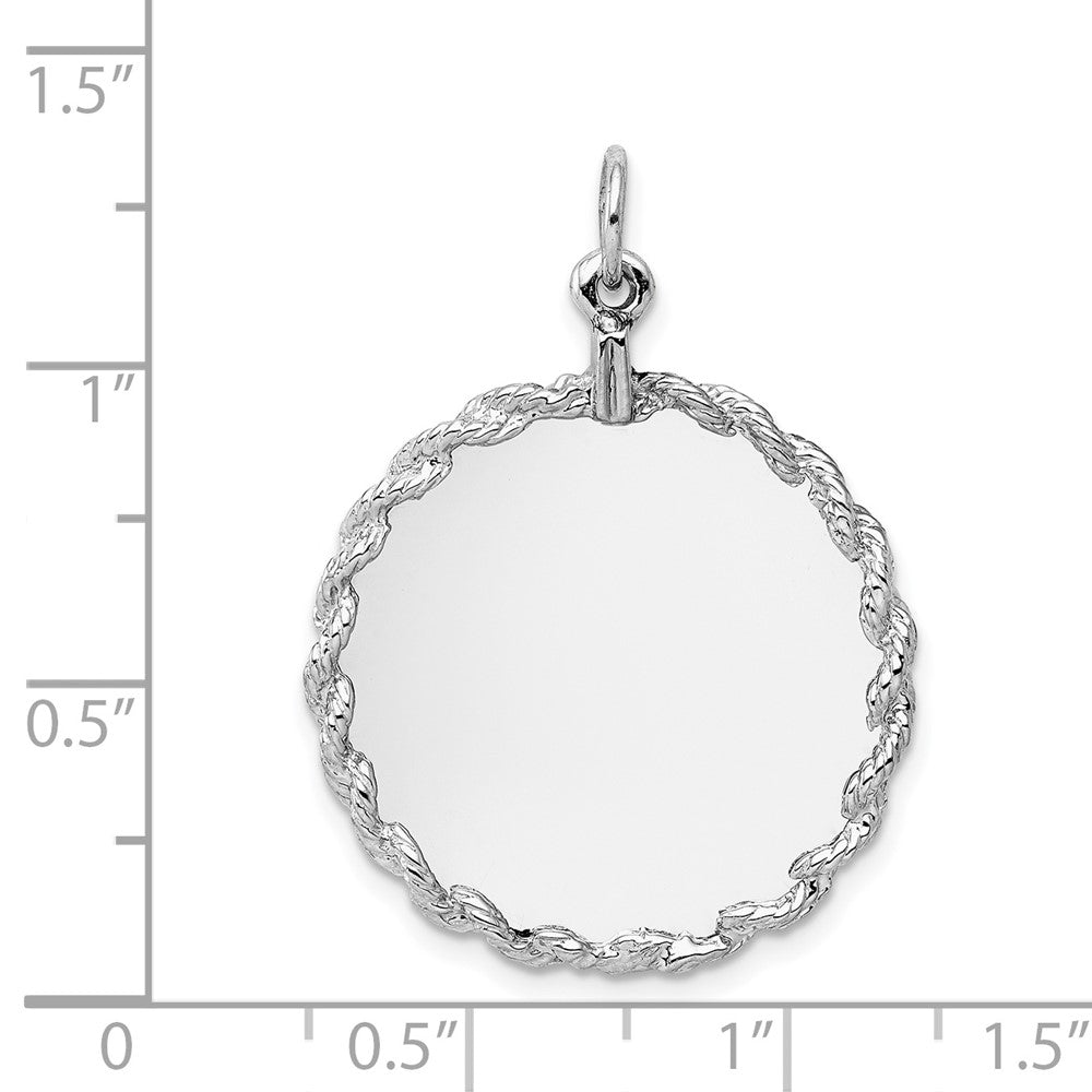 FJC Finejewelers 14 kt White Gold Personalized Rounded with Rope .013 Gauge Engravable Disc 34 mm x 25 mm