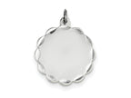 FJC Finejewelers 14 kt White Gold Bright Cut  .011 Gauge Engraveable Scalloped Disc Charm 29 mm x 24 mm
