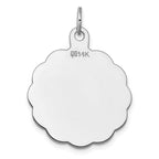 FJC Finejewelers 14 kt White Gold Bright Cut  .018 Gauge Engraveable Scalloped Disc Charm 29 mm x 24 mm