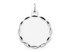 FJC Finejewelers 14 kt White Gold Bright Cut  .018 Gauge Engraveable Scalloped Disc Charm 29 mm x 24 mm