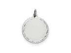 FJC Finejewelers 14 kt White Gold Bright Cut  .011 Gauge Engraveable Scalloped Disc Charm 23 mm x 18 mm