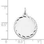 FJC Finejewelers 14 kt White Gold Bright Cut  .018 Gauge Engraveable Scalloped Disc Charm 23 mm x 18 mm