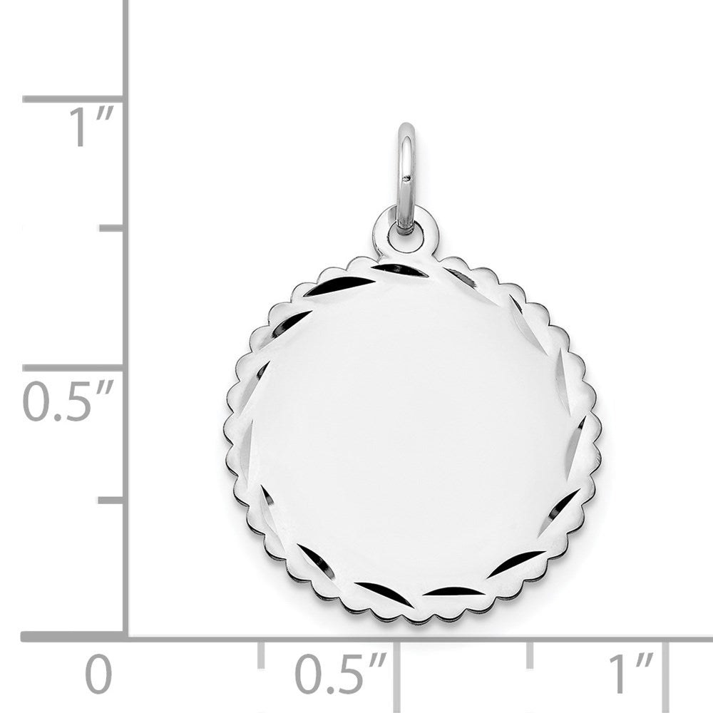 FJC Finejewelers 14 kt White Gold Bright Cut  .018 Gauge Engraveable Scalloped Disc Charm 23 mm x 18 mm