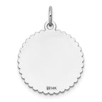 FJC Finejewelers 14 kt White Gold Bright Cut  .018 Gauge Engraveable Scalloped Disc Charm 23 mm x 18 mm
