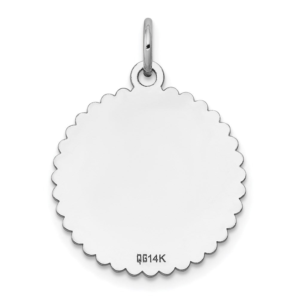FJC Finejewelers 14 kt White Gold Bright Cut  .018 Gauge Engraveable Scalloped Disc Charm 23 mm x 18 mm