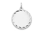FJC Finejewelers 14 kt White Gold Bright Cut  .018 Gauge Engraveable Scalloped Disc Charm 23 mm x 18 mm