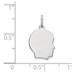 FJC Finejewelers 14 kt White Gold Personalized White Plain Small.013 Depth Facing Right Engravable Boy Charm 18 x 10 mm