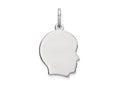 FJC Finejewelers 14 kt White Gold Personalized White Plain Small.013 Depth Facing Right Engravable Boy Charm 18 x 10 mm