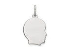 FJC Finejewelers 14 kt White Gold Personalized White Plain Small.013 Depth Facing Right Engravable Boy Charm 18 x 10 mm