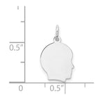 FJC Finejewelers 14 kt White Gold Personalized White Plain Small.018 Depth Facing Right Engravable Boy Charm 18 x 10 mm