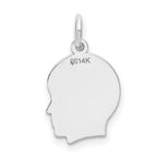 FJC Finejewelers 14 kt White Gold Personalized White Plain Small.018 Depth Facing Right Engravable Boy Charm 18 x 10 mm