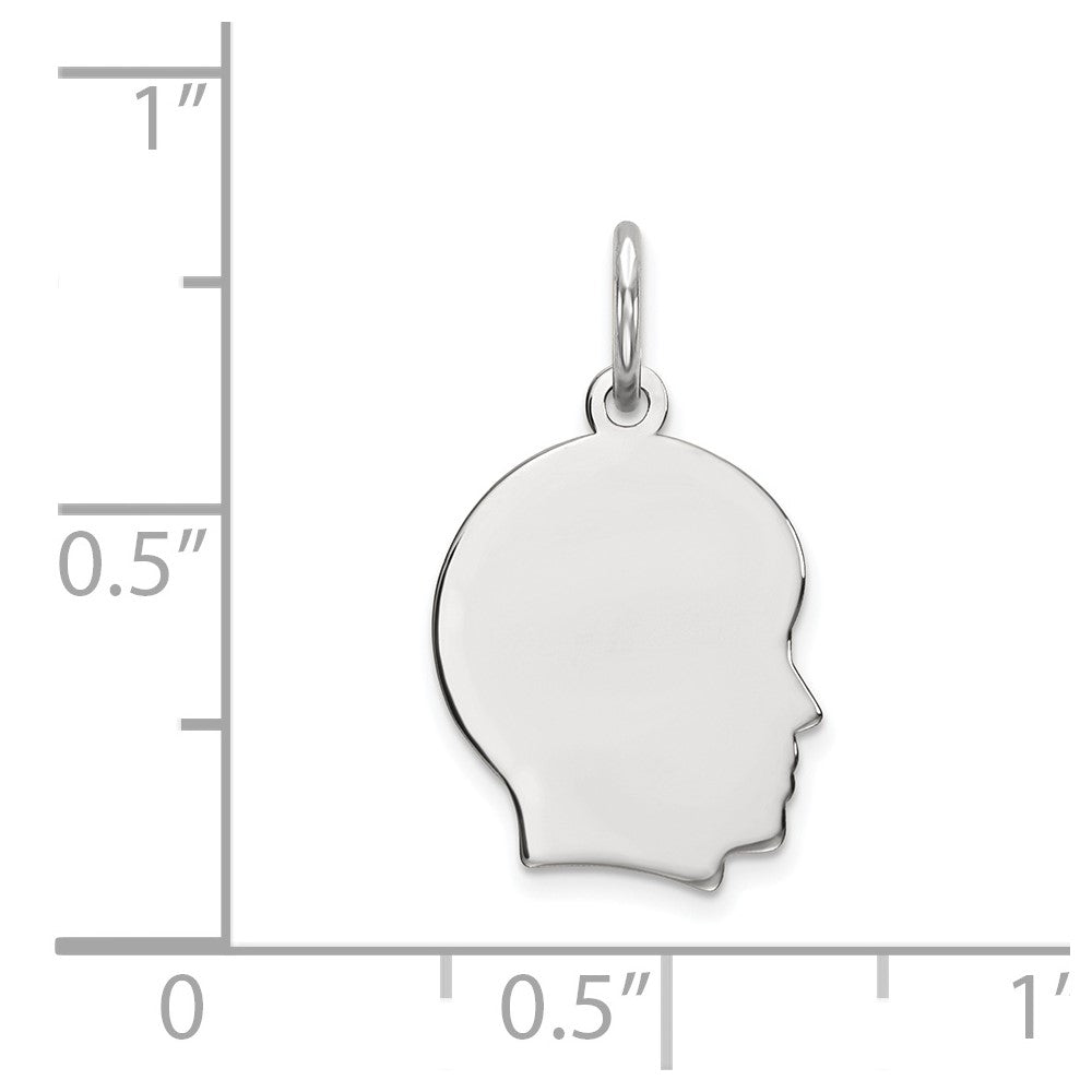 FJC Finejewelers 14 kt White Gold Personalized White Plain Small.027 Depth Facing Right Engravable Boy Charm 18 x 10 mm