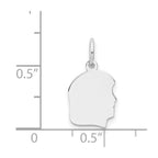 FJC Finejewelers 14 kt White Gold Personalized White Plain Small.018 Depth Facing Right Engravable Girl Charm 18 x 10 mm