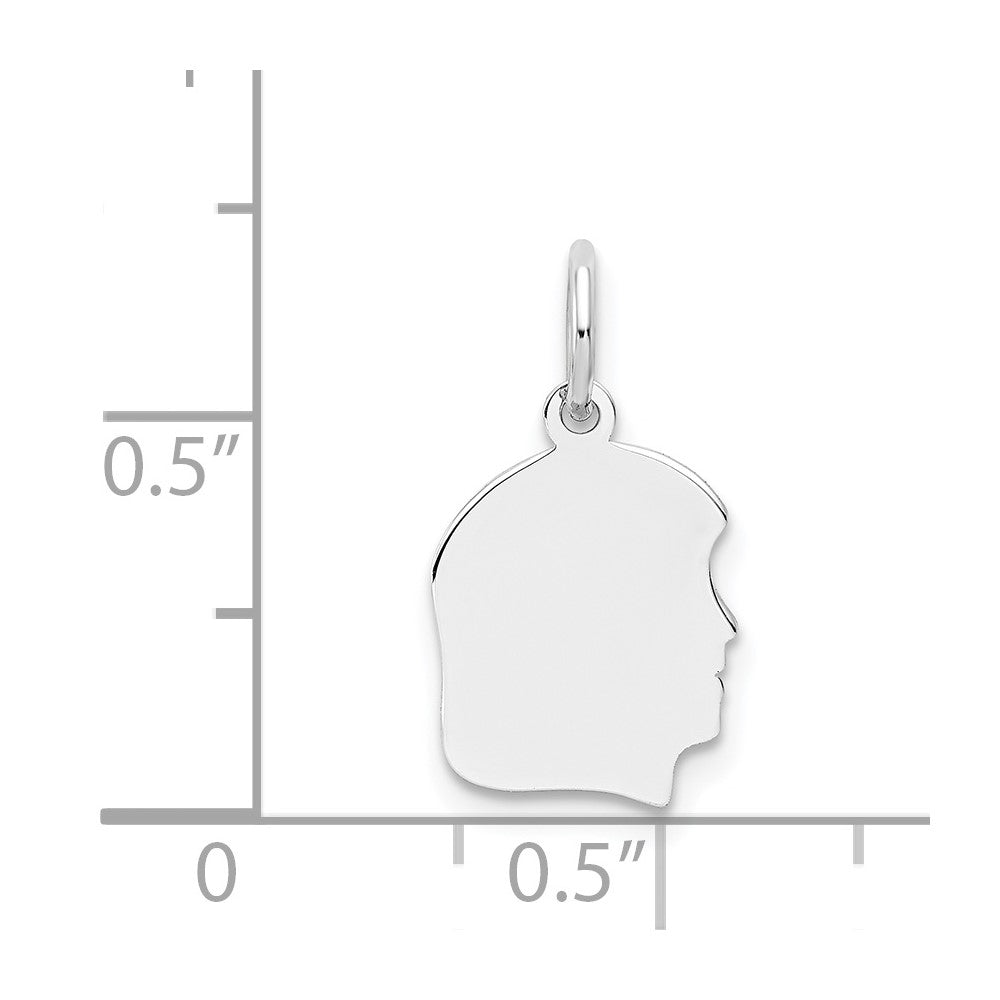FJC Finejewelers 14 kt White Gold Personalized White Plain Small.018 Depth Facing Right Engravable Girl Charm 18 x 10 mm