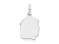 FJC Finejewelers 14 kt White Gold Personalized White Plain Small.018 Depth Facing Right Engravable Girl Charm 18 x 10 mm