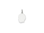FJC Finejewelers 14 kt White Gold Personalized White Plain Small.013 Depth Facing Left Engravable Boy Charm 18 x 10 mm