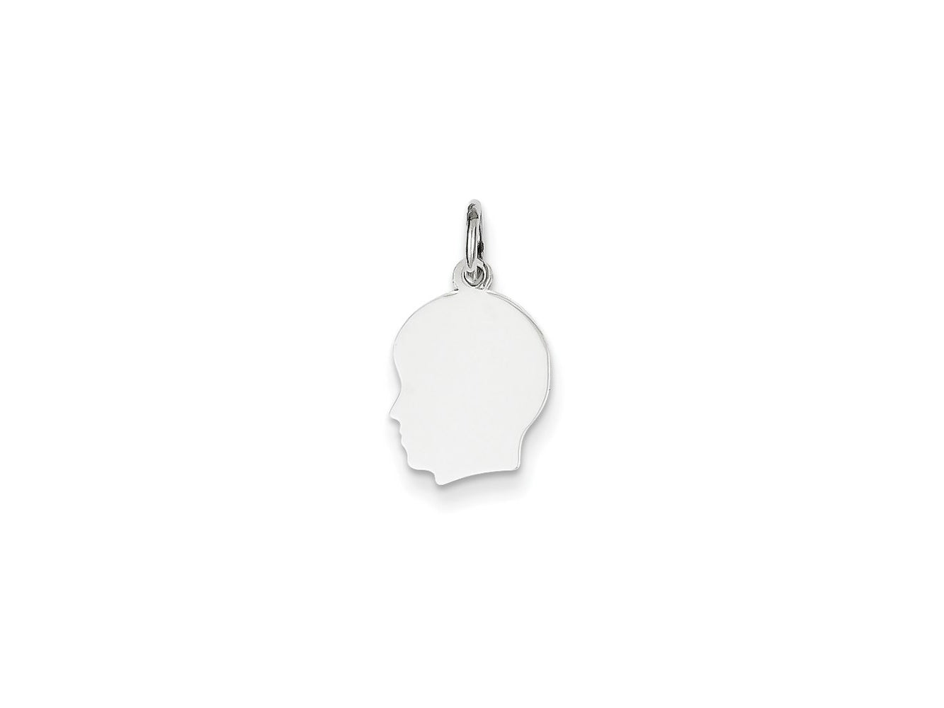 FJC Finejewelers 14 kt White Gold Personalized White Plain Small.013 Depth Facing Left Engravable Boy Charm 18 x 10 mm