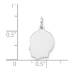 FJC Finejewelers 14 kt White Gold Personalized White Plain Small.018 Depth Facing Left Engravable Boy Charm 18 x 10 mm